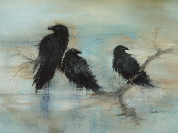 Trois corbeaux perchés
