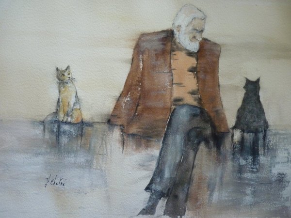 Le viel homme et ses chats